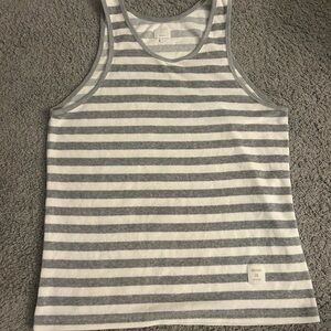 Supreme Gray and White Striped Tank Top